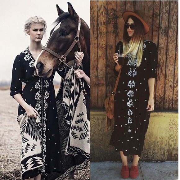 Free People Embroidered Fable Maxi Dress S - Picture 4 of 7